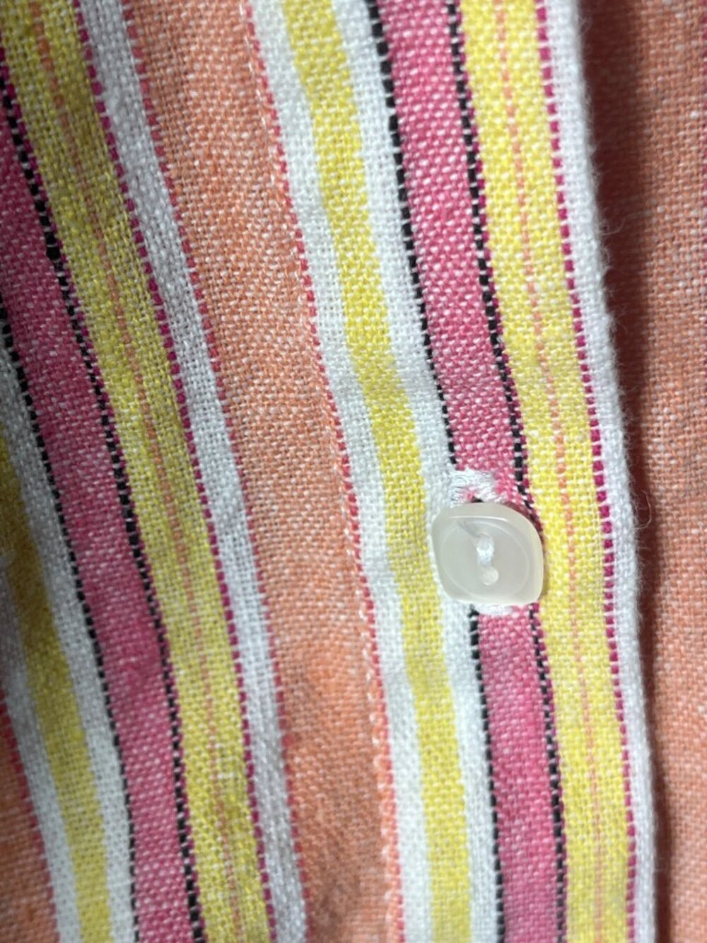 Kim Rogers Heavy Linen Shirt Button Stripe Tunic Capsule Coastal Summer Women 1X - Picture 2 of 11